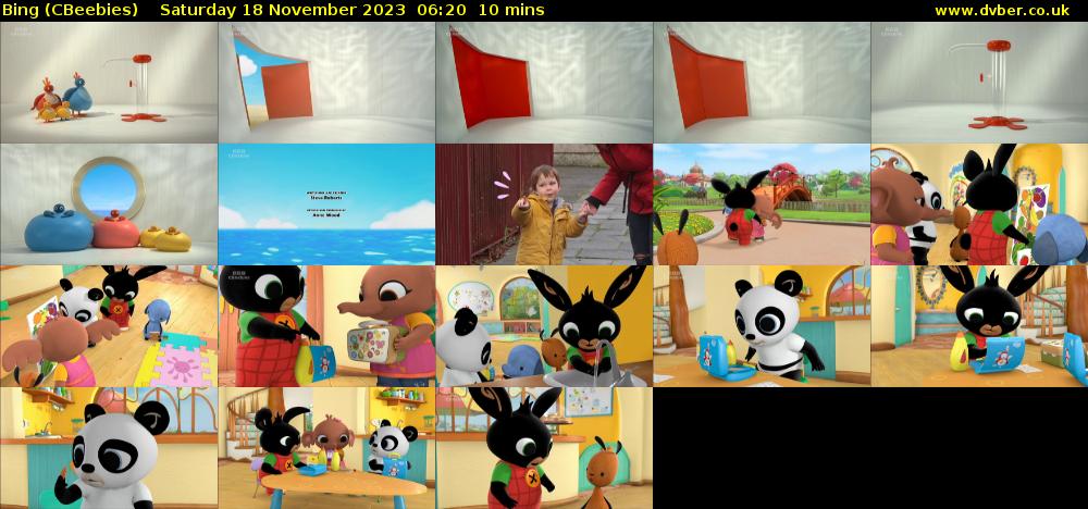 Bing (CBeebies) Saturday 18 November 2023 06:20 - 06:30