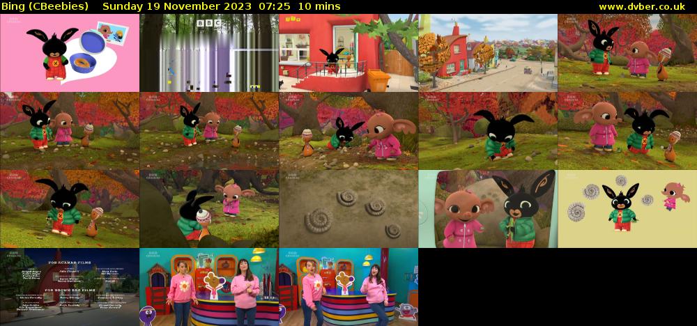Bing (CBeebies) Sunday 19 November 2023 07:25 - 07:35
