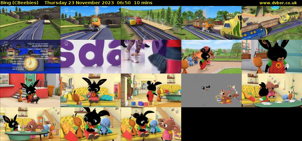 Bing (CBeebies) Thursday 23 November 2023 06:50 - 07:00