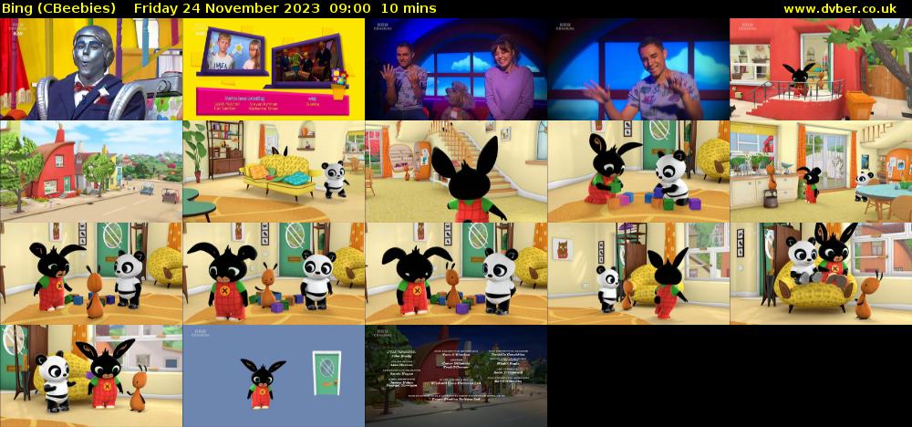 Bing (CBeebies) Friday 24 November 2023 09:00 - 09:10