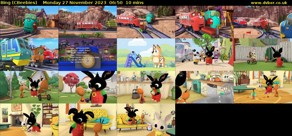 Bing (CBeebies) Monday 27 November 2023 06:50 - 07:00