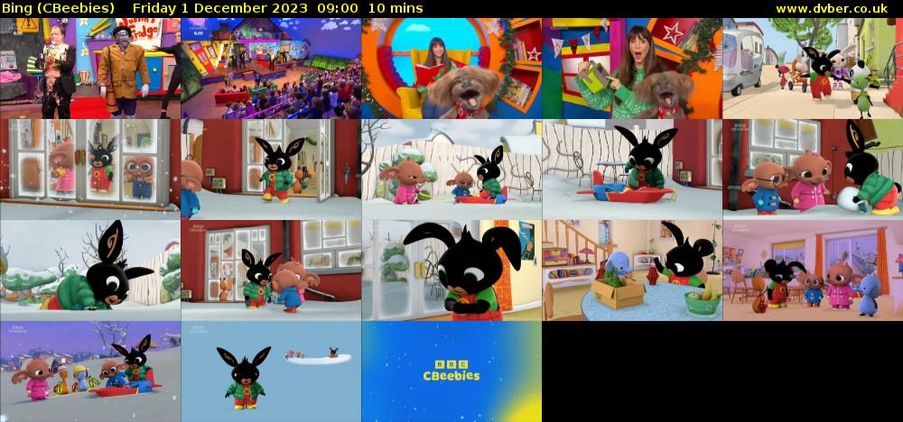 Bing (CBeebies) Friday 1 December 2023 09:00 - 09:10