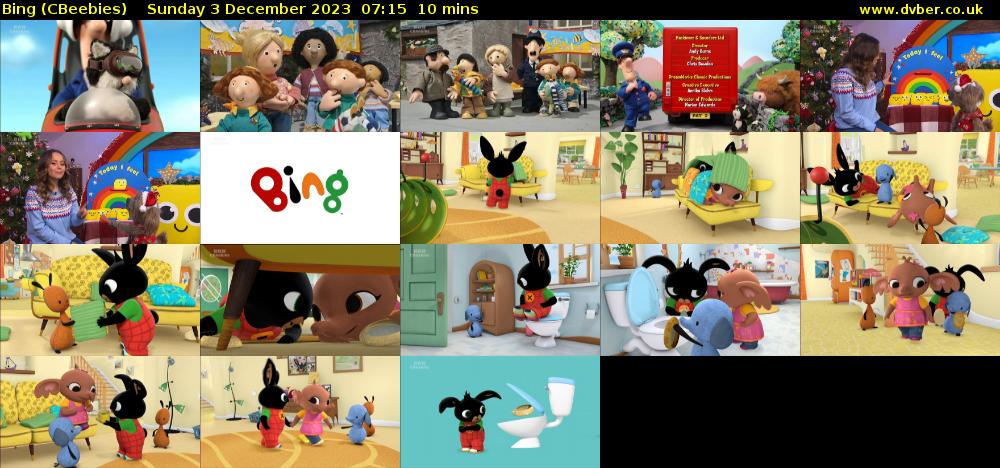 Bing (CBeebies) Sunday 3 December 2023 07:15 - 07:25