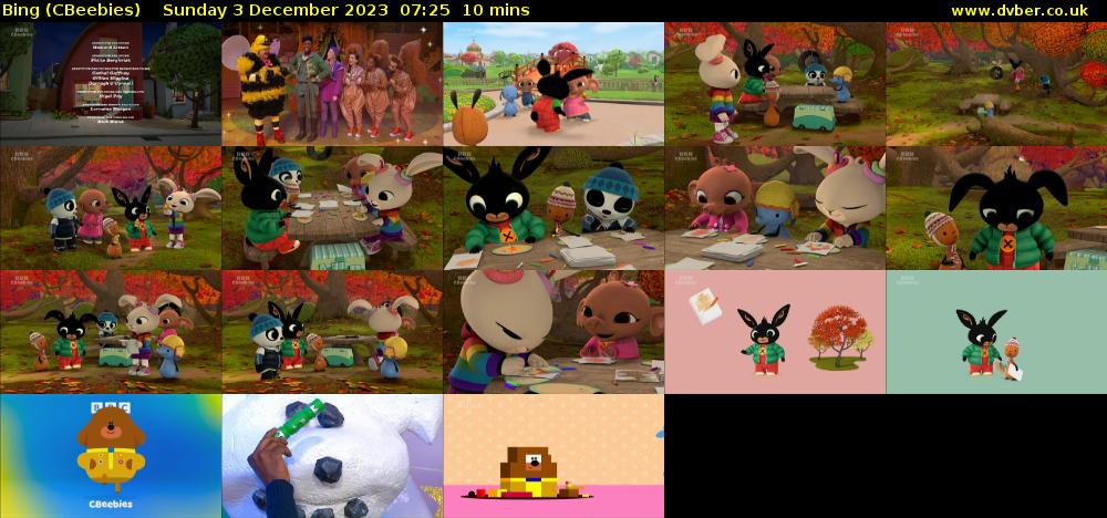 Bing (CBeebies) Sunday 3 December 2023 07:25 - 07:35
