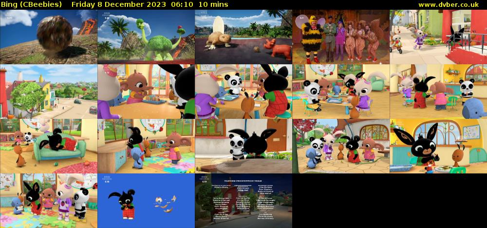 Bing (CBeebies) Friday 8 December 2023 06:10 - 06:20