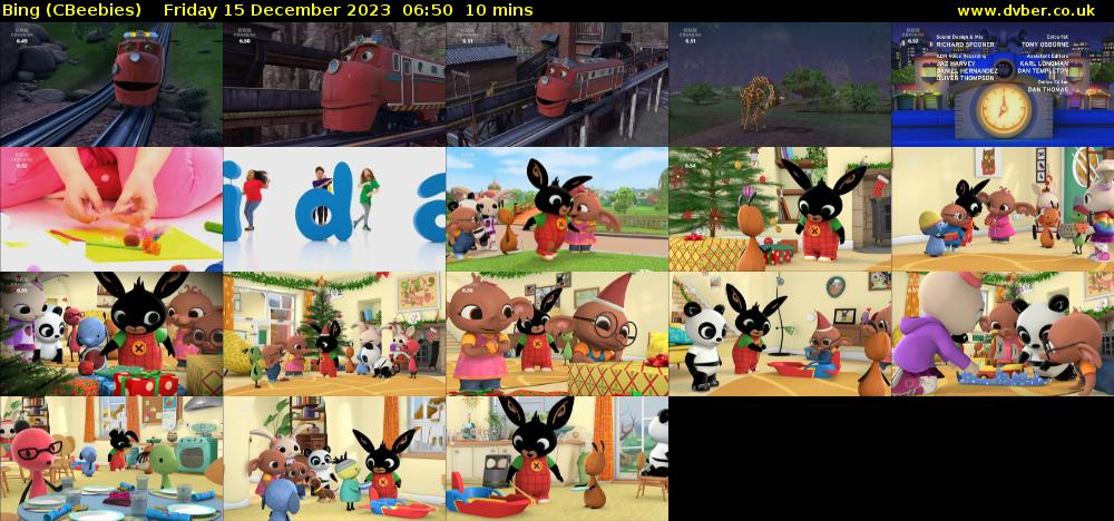 Bing (CBeebies) Friday 15 December 2023 06:50 - 07:00