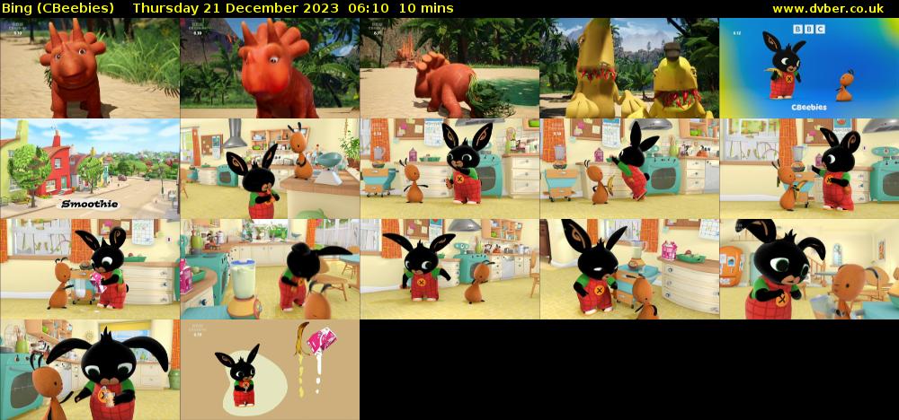 Bing (CBeebies) Thursday 21 December 2023 06:10 - 06:20