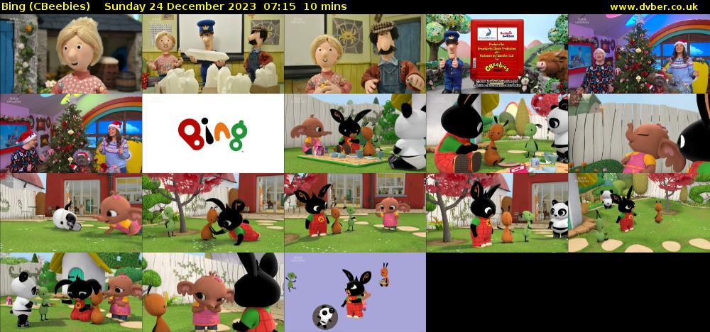 Bing (CBeebies) Sunday 24 December 2023 07:15 - 07:25