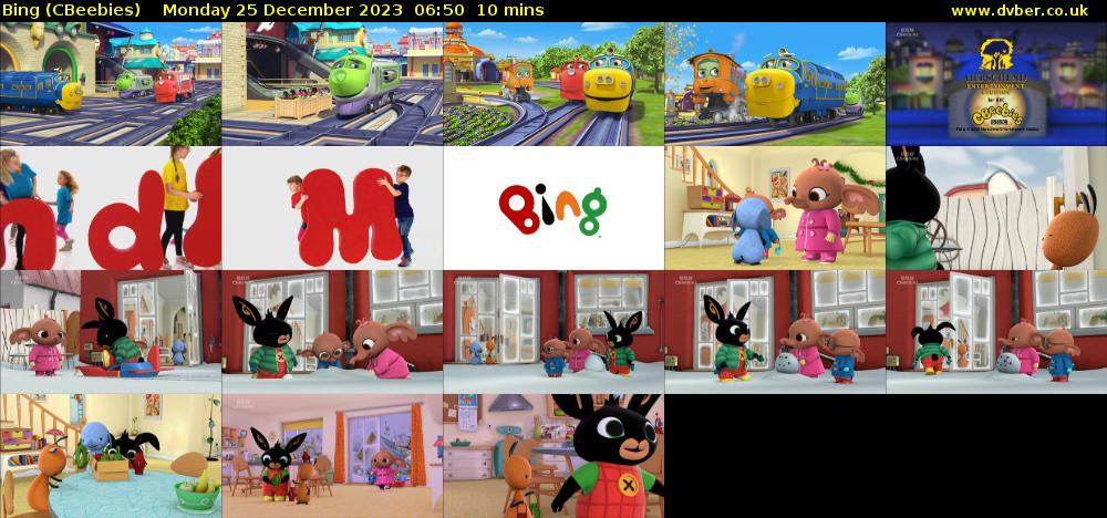 Bing (CBeebies) Monday 25 December 2023 06:50 - 07:00