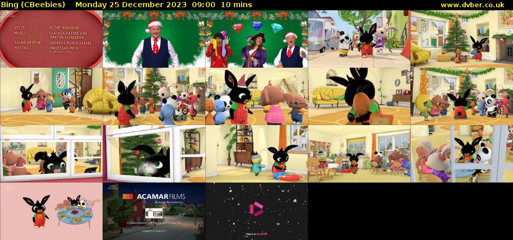 Bing (CBeebies) Monday 25 December 2023 09:00 - 09:10