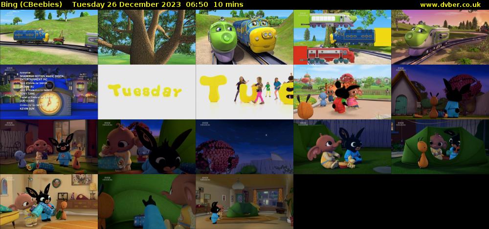 Bing (CBeebies) Tuesday 26 December 2023 06:50 - 07:00