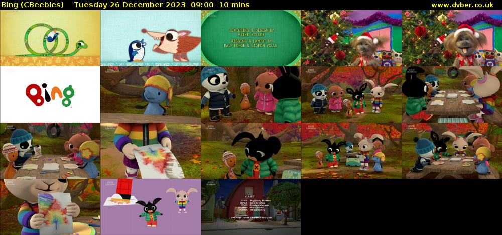 Bing (CBeebies) Tuesday 26 December 2023 09:00 - 09:10