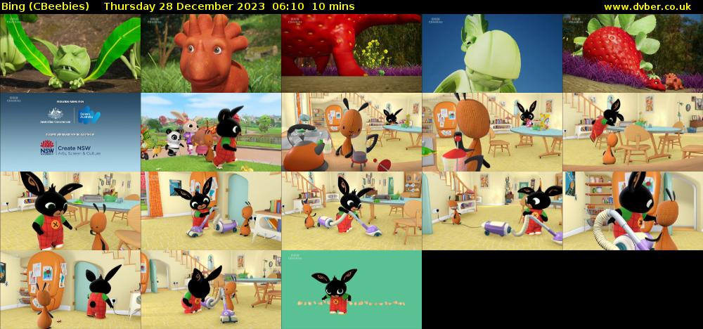 Bing (CBeebies) Thursday 28 December 2023 06:10 - 06:20