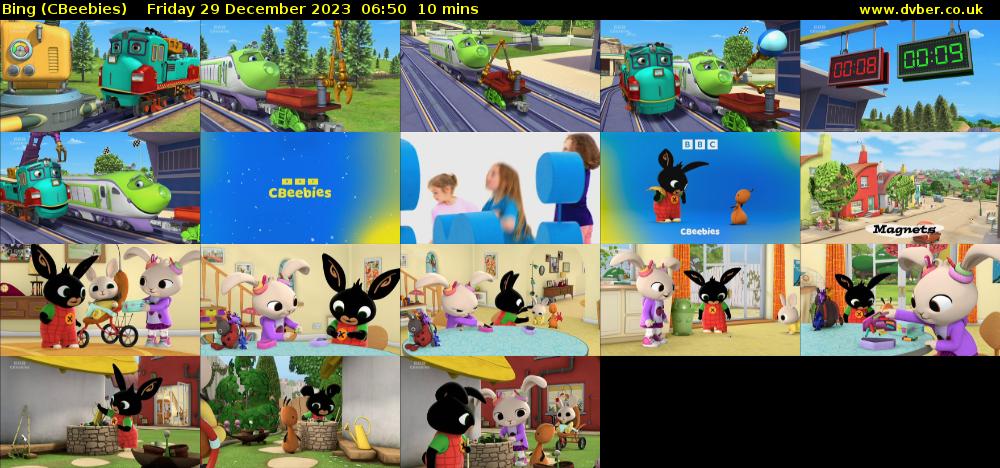 Bing (CBeebies) Friday 29 December 2023 06:50 - 07:00