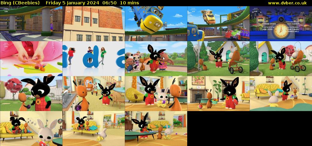 Bing (CBeebies) Friday 5 January 2024 06:50 - 07:00