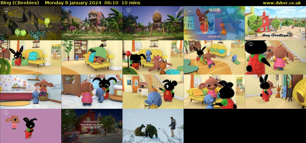 Bing (CBeebies) Monday 8 January 2024 06:10 - 06:20