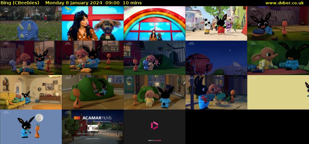 Bing (CBeebies) Monday 8 January 2024 09:00 - 09:10