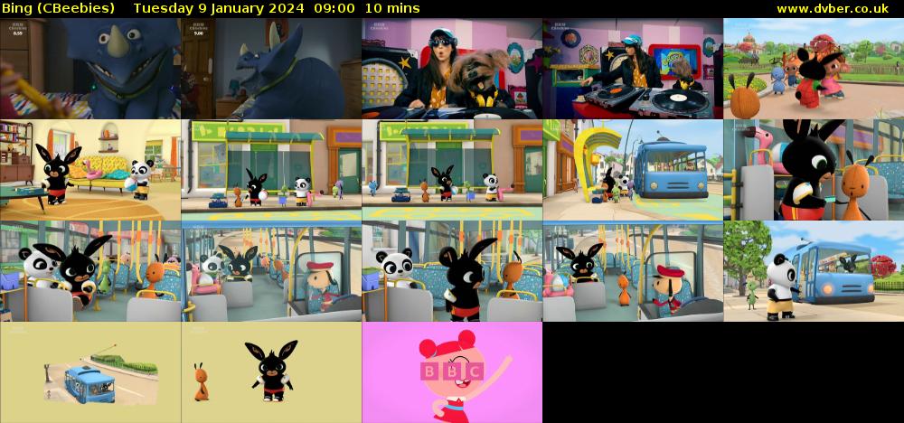 Bing (CBeebies) Tuesday 9 January 2024 09:00 - 09:10