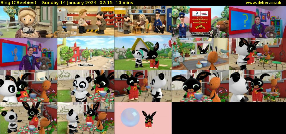 Bing (CBeebies) Sunday 14 January 2024 07:15 - 07:25
