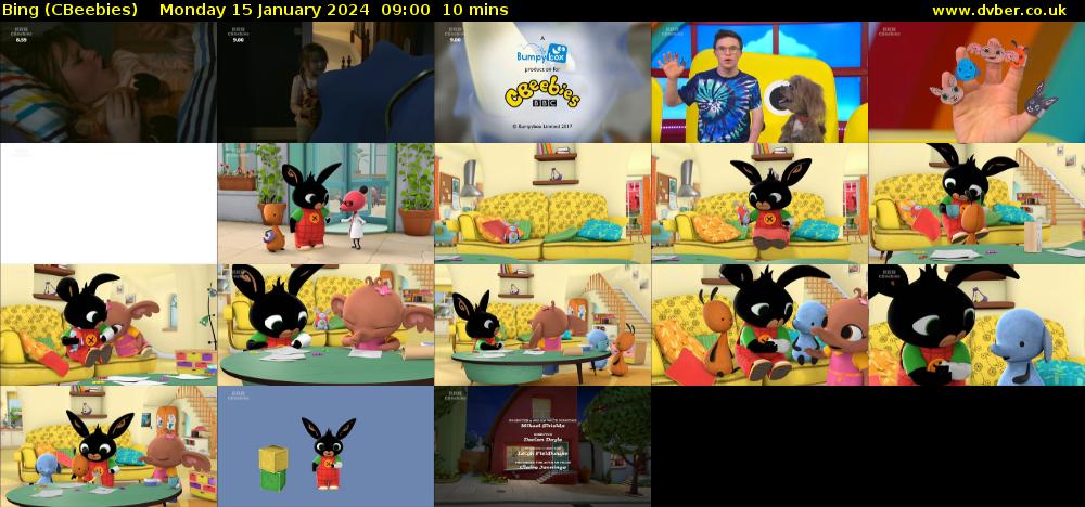 Bing (CBeebies) Monday 15 January 2024 09:00 - 09:10