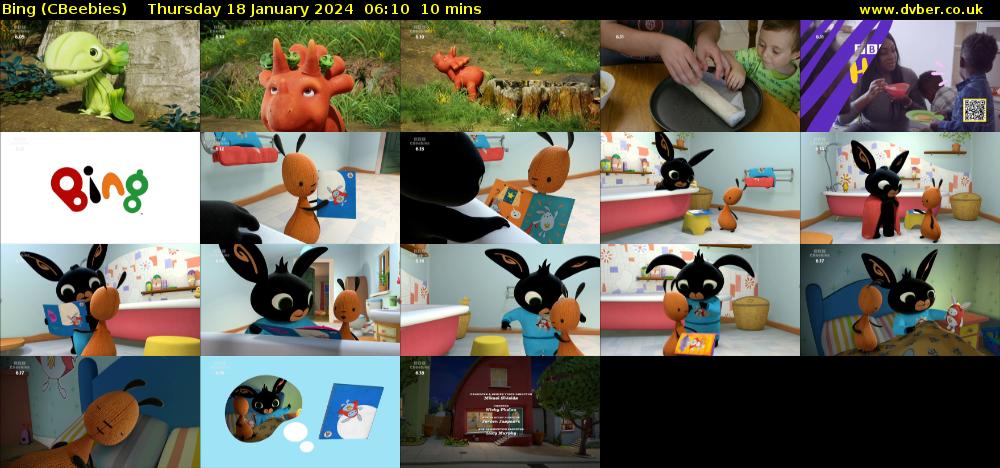 Bing (CBeebies) Thursday 18 January 2024 06:10 - 06:20