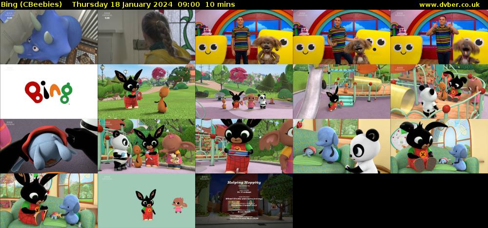 Bing (CBeebies) Thursday 18 January 2024 09:00 - 09:10