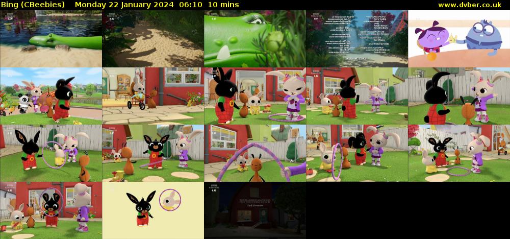 Bing (CBeebies) Monday 22 January 2024 06:10 - 06:20