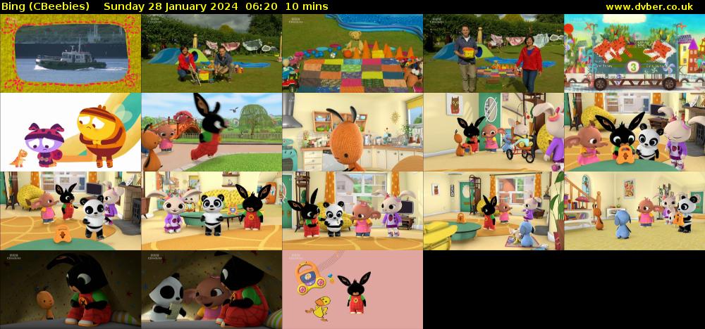 Bing (CBeebies) Sunday 28 January 2024 06:20 - 06:30