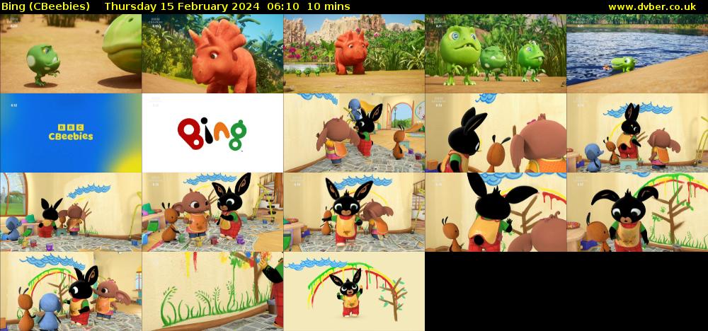 Bing (CBeebies) Thursday 15 February 2024 06:10 - 06:20