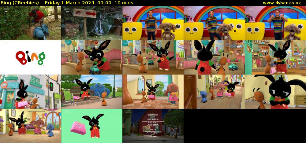 Bing (CBeebies) Friday 1 March 2024 09:00 - 09:10