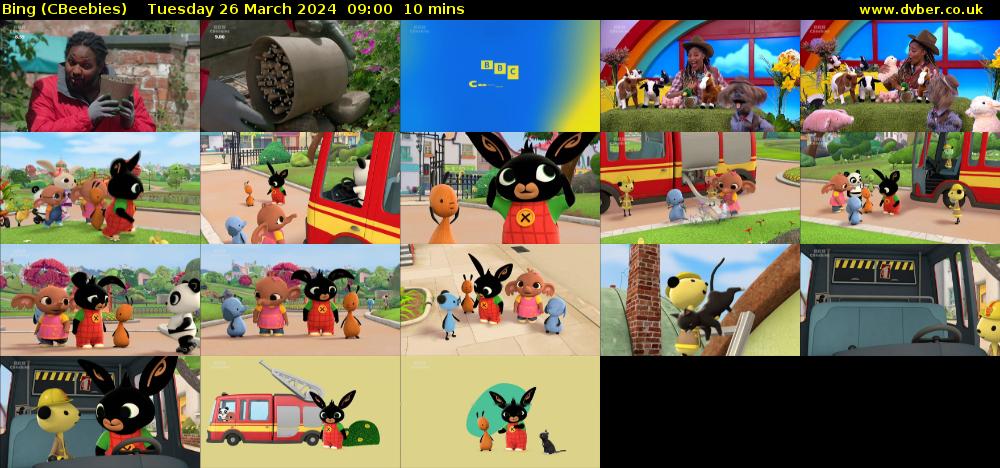 Bing (CBeebies) Tuesday 26 March 2024 09:00 - 09:10