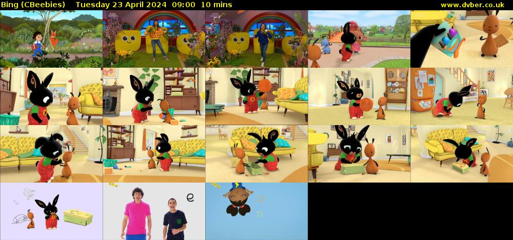 Bing (CBeebies) Tuesday 23 April 2024 09:00 - 09:10
