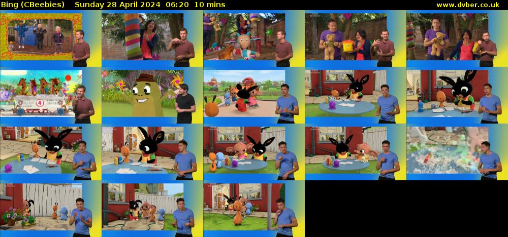 Bing (CBeebies) Sunday 28 April 2024 06:20 - 06:30