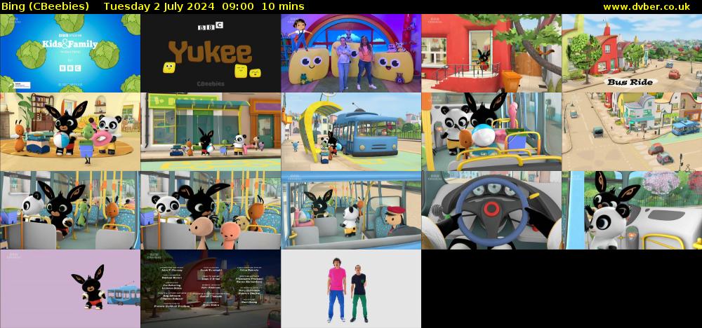 Bing (CBeebies) Tuesday 2 July 2024 09:00 - 09:10