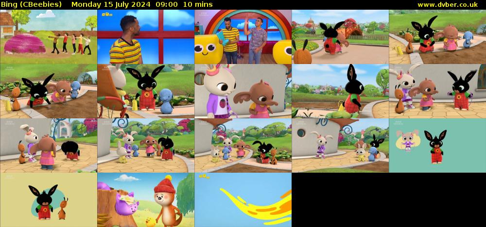 Bing (CBeebies) Monday 15 July 2024 09:00 - 09:10