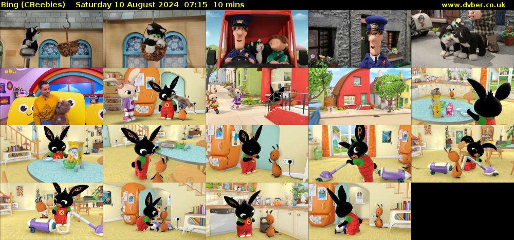 Bing (CBeebies) Saturday 10 August 2024 07:15 - 07:25