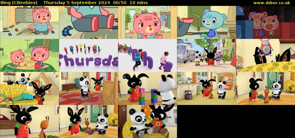 Bing (CBeebies) Thursday 5 September 2024 06:50 - 07:00