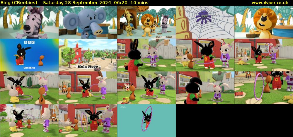 Bing (CBeebies) Saturday 28 September 2024 06:20 - 06:30