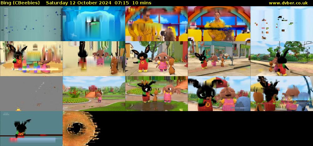 Bing (CBeebies) Saturday 12 October 2024 07:15 - 07:25