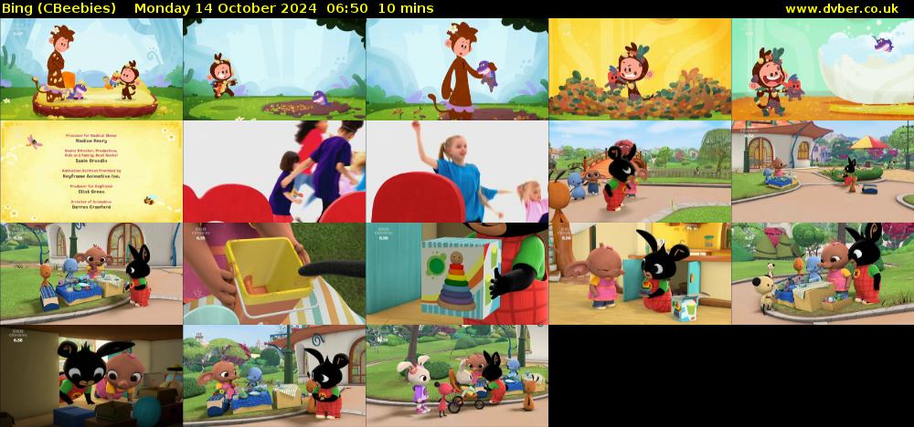 Bing (CBeebies) Monday 14 October 2024 06:50 - 07:00