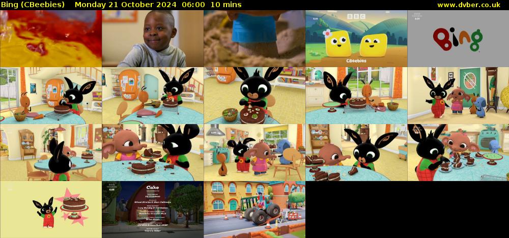 Bing (CBeebies) Monday 21 October 2024 06:00 - 06:10