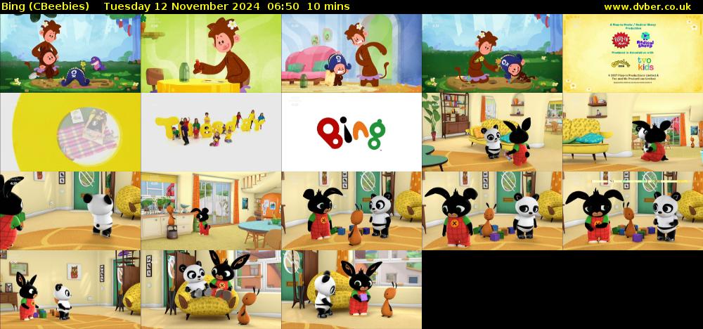 Bing (CBeebies) Tuesday 12 November 2024 06:50 - 07:00