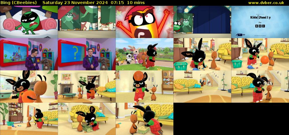 Bing (CBeebies) Saturday 23 November 2024 07:15 - 07:25