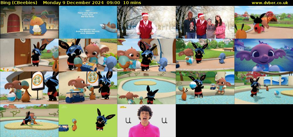 Bing (CBeebies) Monday 9 December 2024 09:00 - 09:10