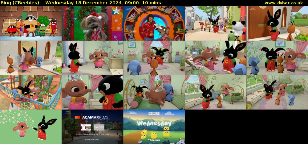 Bing (CBeebies) Wednesday 18 December 2024 09:00 - 09:10