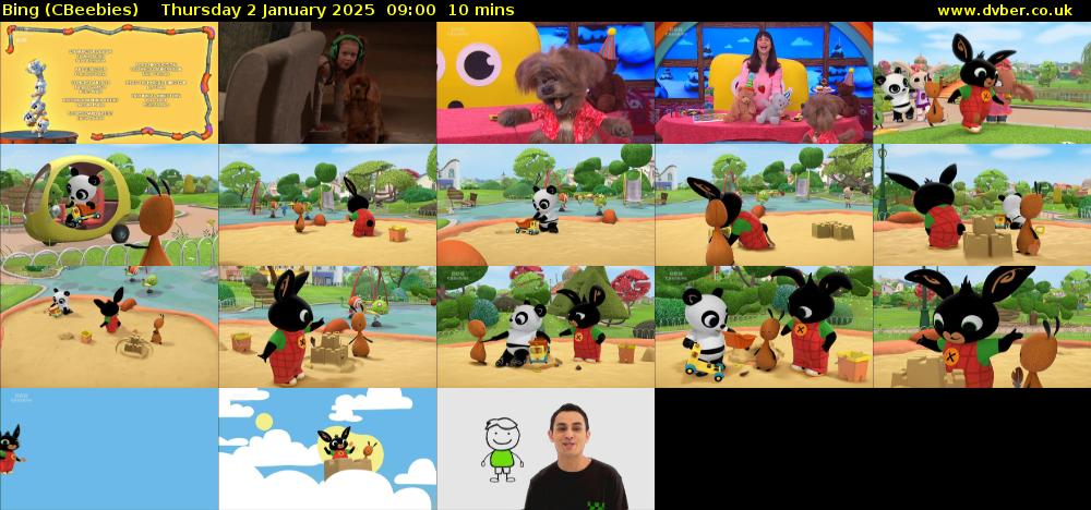 Bing (CBeebies) Thursday 2 January 2025 09:00 - 09:10
