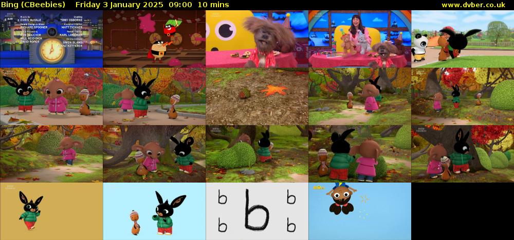 Bing (CBeebies) Friday 3 January 2025 09:00 - 09:10