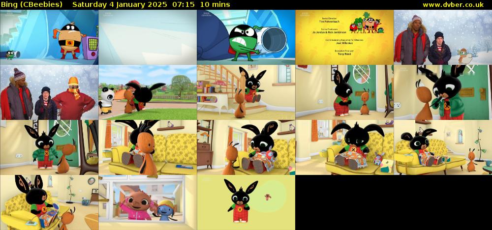 Bing (CBeebies) Saturday 4 January 2025 07:15 - 07:25