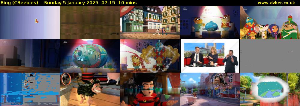 Bing (CBeebies) Sunday 5 January 2025 07:15 - 07:25