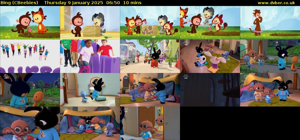 Bing (CBeebies) Thursday 9 January 2025 06:50 - 07:00